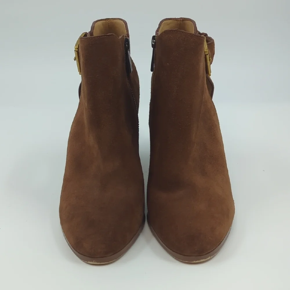 MICHAEL KORS Adams Cutout Suede Booties Brown Sz 10 - Picture 3 of 9